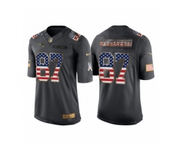 Men New England Patriots #87 Rob Gronkowski Anthracite Salute to Service USA Flag Fashion Jersey