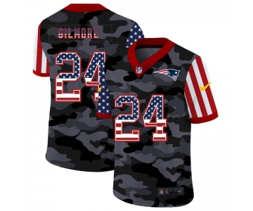 Men New Nike New England Patriots #24 Gilmore 2020 Nike USA Camo Salute to Service Limited Jersey