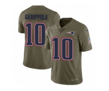 Men Nike New England Patriots #10 Jimmy Garoppolo Limited Olive 2017 Salute to Service NFL Jersey