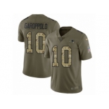 Men Nike New England Patriots #10 Jimmy Garoppolo Limited Olive Camo 2017 Salute to Service NFL Jersey