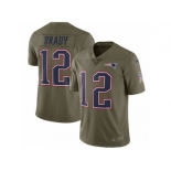 Men Nike New England Patriots #12 Tom Brady Limited Olive 2017 Salute to Service NFL Jersey