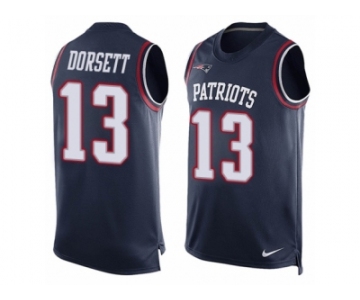 Men Nike New England Patriots #13 Phillip Dorsett Limited Navy Blue Player Name & Number Tank Top NFL Jersey