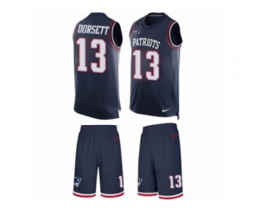 Men Nike New England Patriots #13 Phillip Dorsett Limited Navy Blue Tank Top Suit NFL Jersey