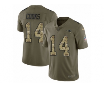 Men Nike New England Patriots #14 Brandin Cooks Limited Olive Camo 2017 Salute to Service NFL Jersey