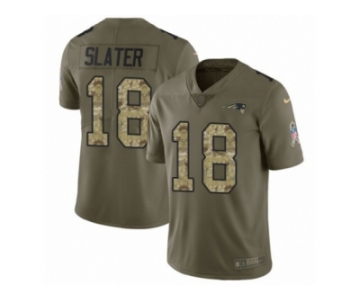 Men Nike New England Patriots #18 Matthew Slater Limited Olive Camo 2017 Salute to Service NFL Jersey