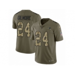 Men Nike New England Patriots #24 Stephon Gilmore Limited Olive Camo 2017 Salute to Service NFL Jersey