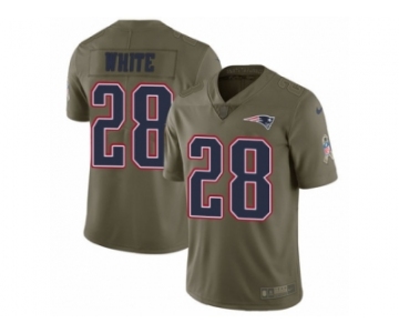 Men Nike New England Patriots #28 James White Limited Olive 2017 Salute to Service NFL Jersey