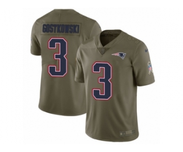 Men Nike New England Patriots #3 Stephen Gostkowski Limited Olive 2017 Salute to Service NFL Jersey