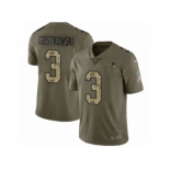 Men Nike New England Patriots #3 Stephen Gostkowski Limited Olive Camo 2017 Salute to Service NFL Jersey