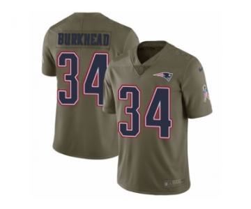 Men Nike New England Patriots #34 Rex Burkhead Limited Olive 2017 Salute to Service NFL Jersey