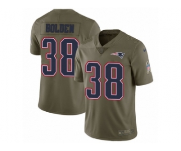 Men Nike New England Patriots #38 Brandon Bolden Limited Olive 2017 Salute to Service NFL Jersey