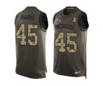 Men Nike New England Patriots #45 David Harris Limited Green Salute to Service Tank Top NFL Jersey