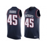 Men Nike New England Patriots #45 David Harris Limited Navy Blue Player Name & Number Tank Top NFL Jersey