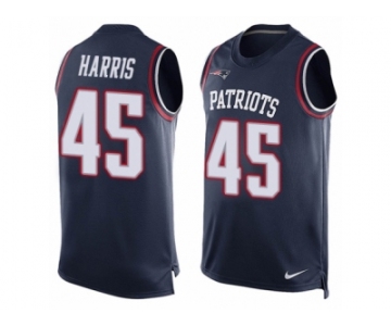 Men Nike New England Patriots #45 David Harris Limited Navy Blue Player Name & Number Tank Top NFL Jersey