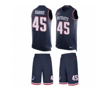 Men Nike New England Patriots #45 David Harris Limited Navy Blue Tank Top Suit NFL Jersey