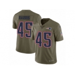 Men Nike New England Patriots #45 David Harris Limited Olive 2017 Salute to Service NFL Jersey