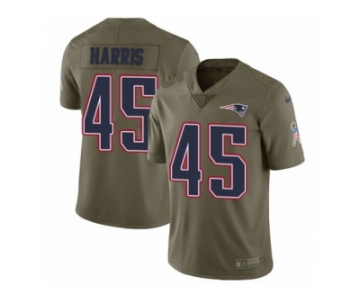 Men Nike New England Patriots #45 David Harris Limited Olive 2017 Salute to Service NFL Jersey