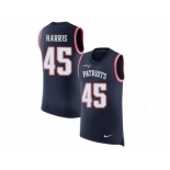 Men Nike New England Patriots #45 David Harris Navy Blue Rush Player Name & Number Tank Top NFL Jersey