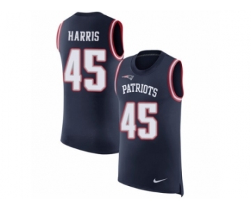 Men Nike New England Patriots #45 David Harris Navy Blue Rush Player Name & Number Tank Top NFL Jersey