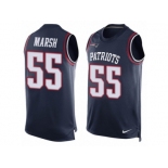 Men Nike New England Patriots #55 Cassius Marsh Limited Navy Blue Player Name & Number Tank Top NFL Jersey