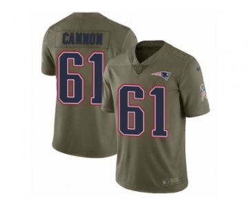 Men Nike New England Patriots #61 Marcus Cannon Limited Olive 2017 Salute to Service NFL Jersey