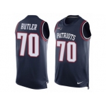 Men Nike New England Patriots #70 Adam Butler Limited Navy Blue Player Name & Number Tank Top NFL Jersey