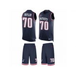 Men Nike New England Patriots #70 Adam Butler Limited Navy Blue Tank Top Suit NFL Jersey