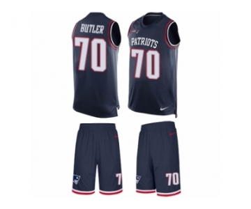 Men Nike New England Patriots #70 Adam Butler Limited Navy Blue Tank Top Suit NFL Jersey