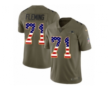 Men Nike New England Patriots #71 Cameron Fleming Limited Olive USA Flag 2017 Salute to Service NFL Jersey