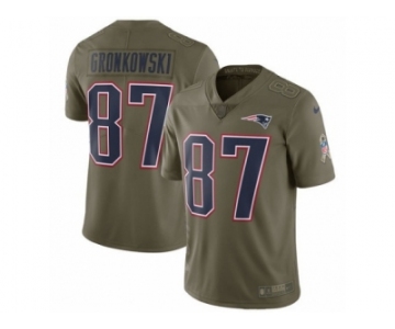 Men Nike New England Patriots #87 Rob Gronkowski Limited Olive 2017 Salute to Service NFL Jerse