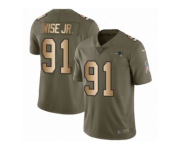 Men Nike New England Patriots #91 Deatrich Wise Jr Limited Olive Gold 2017 Salute to Service NFL Jersey