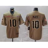 Men's New England Patriots #10 Drake Maye Olive 2022 Salute To Service Limited Stitched Jersey