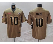 Men's New England Patriots #10 Drake Maye Olive 2022 Salute To Service Limited Stitched Jersey