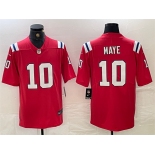 Men's New England Patriots #10 Drake Maye Red 2024 Draft Vapor Limited Football Stitched Jersey