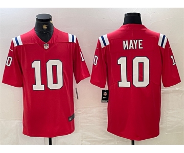 Men's New England Patriots #10 Drake Maye Red 2024 Draft Vapor Limited Football Stitched Jersey