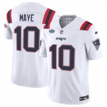 Men's New England Patriots #10 Drake Maye White 2024 With Draft Patch F.U.S.E Vapor Limited Stitched Football Jersey