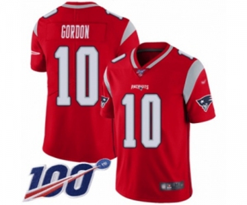 Men's New England Patriots #10 Josh Gordon Limited Red Inverted Legend 100th Season Football Jersey