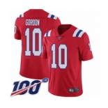 Men's New England Patriots #10 Josh Gordon Red Alternate Vapor Untouchable Limited Player 100th Season Football Jersey