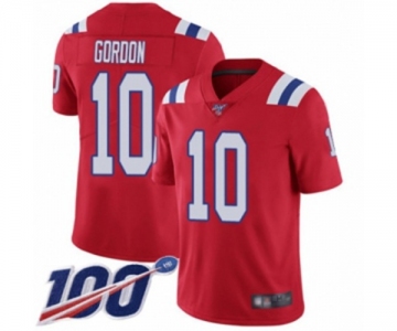 Men's New England Patriots #10 Josh Gordon Red Alternate Vapor Untouchable Limited Player 100th Season Football Jersey