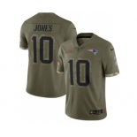 Men's New England Patriots #10 Mac Jones 2022 Olive Salute To Service Limited Stitched Jersey