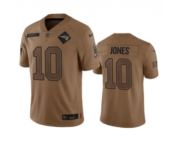 Men's New England Patriots #10 Mac Jones 2023 Brown Salute To Service Limited Football Stitched Jersey