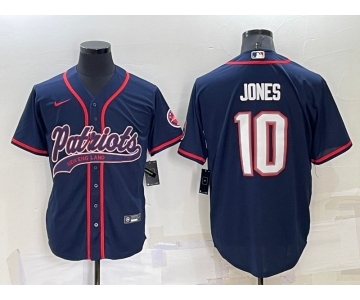 Men's New England Patriots #10 Mac Jones Navy Blue Stitched MLB Cool Base Nike Baseball Jersey