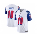 Men's New England Patriots #10 Mac Jones White Blue 2023 F.U.S.E. Vapor Limited Football Stitched Jersey