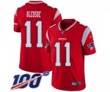 Men's New England Patriots #11 Drew Bledsoe Limited Red Inverted Legend 100th Season Football Jersey