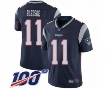 Men's New England Patriots #11 Drew Bledsoe Navy Blue Team Color Vapor Untouchable Limited Player 100th Season Football Jersey