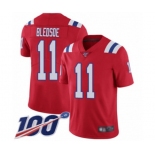 Men's New England Patriots #11 Drew Bledsoe Red Alternate Vapor Untouchable Limited Player 100th Season Football Jersey