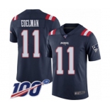 Men's New England Patriots #11 Julian Edelman Limited Navy Blue Rush Vapor Untouchable 100th Season Football Jersey