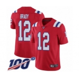 Men's New England Patriots #12 Tom Brady Red Alternate Vapor Untouchable Limited Player 100th Season Football Jersey