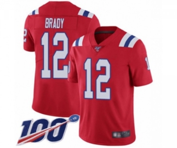 Men's New England Patriots #12 Tom Brady Red Alternate Vapor Untouchable Limited Player 100th Season Football Jersey