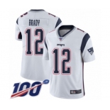 Men's New England Patriots #12 Tom Brady White Vapor Untouchable Limited Player 100th Season Football Jersey